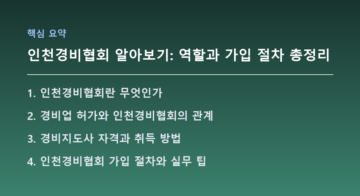 인천경비협회 알아보기: 역할과 가입 절차 총정리 핵심 요약